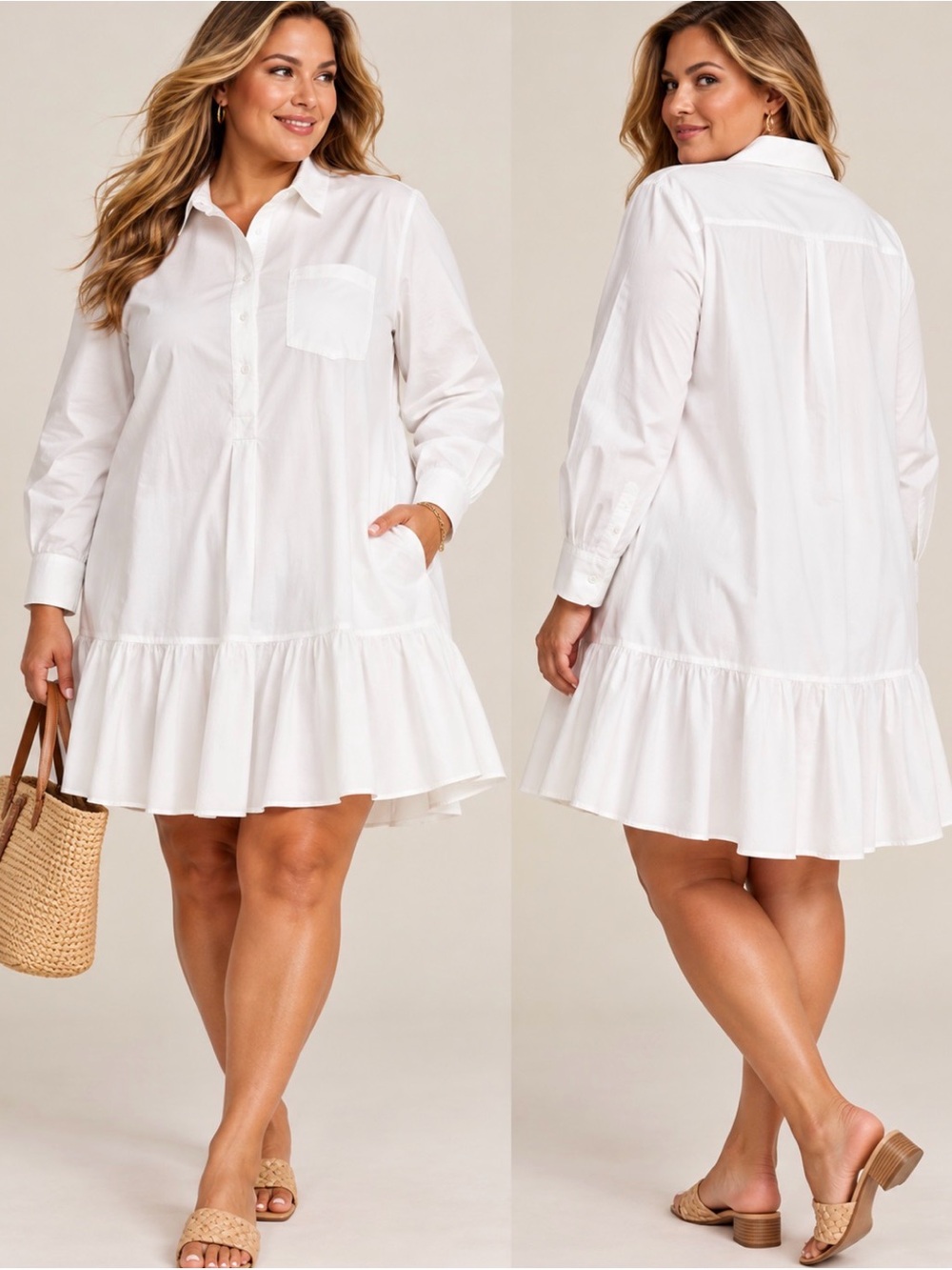 Tuckernuck White Cotton Ruffle Dress Plus size 3X (XXXL) NWT
